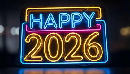 3D illustration of a new red neon Welcome to Las Vegas sign concept featuring gold text for a holiday season sale and New Year business discount symbol 2026 