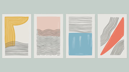 Vibrant modern art prints with dynamic lines and shapes