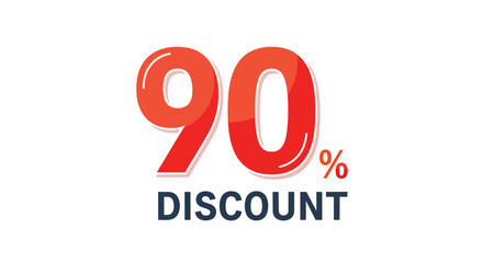 Striking ninety percent discount graphic for promotional sales and special offers, vibrant orange and red design on a crisp white background