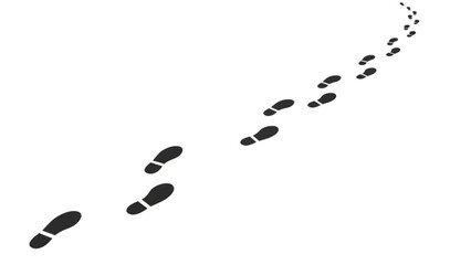 Footprints trail leading upwards in a straight line