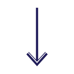 Simple Downward Pointing Arrow Icon in Dark Blue.