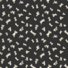 Scattered White Dog Bones Pattern Design.