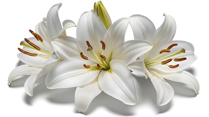 Naklejka premium Three white lilies in bloom