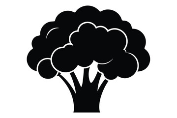 broccoli silhouette line art vector illustration with a white background