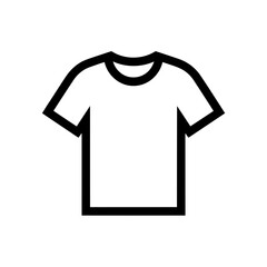 Simple graphic illustration of a blank white t shirt with a crew neck and short sleeves on a white background