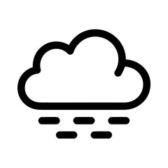 Simple black and white illustration of a cloud with rain on a plain white background symbolizing weather