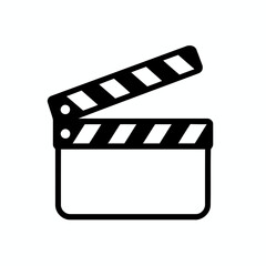Film clapperboard icon symbolizing video production and filmmaking industry professionals and enthusiasts alike in a simple design element