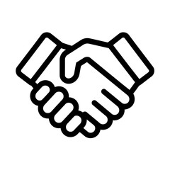 Simple black and white illustration of a handshake symbolizing partnership agreement or business deal