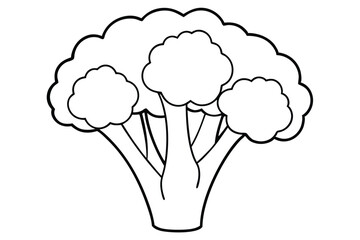 broccoli silhouette line art vector illustration with a white background