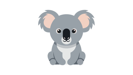 Obraz premium Cute flat design koala illustration. A sweet gray marsupial with big ears, dark nose, and a gentle smile, sitting peacefully. Perfect for children