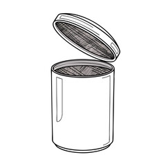 Open Cylindrical White Container with Lifted Lid.