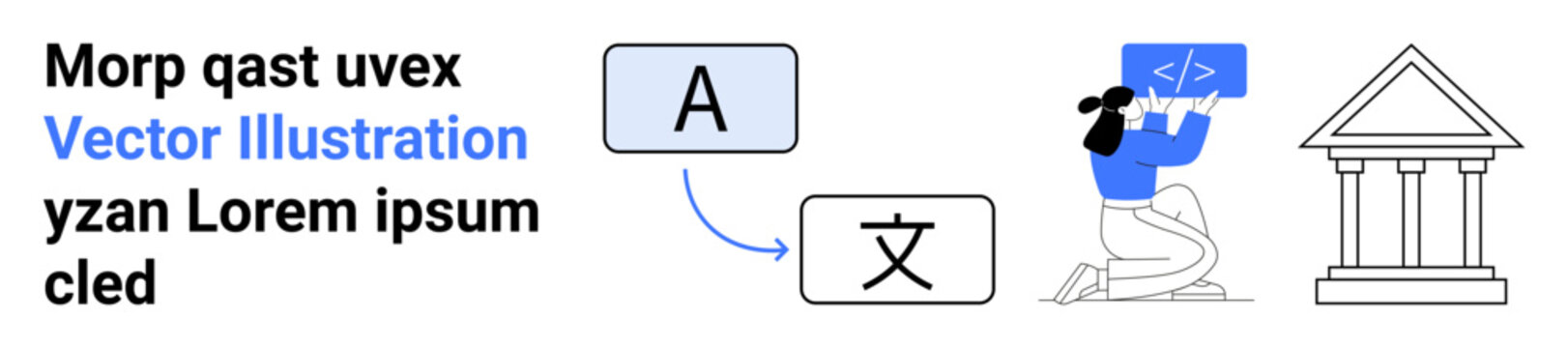 Translation services, digital learning, coding, education tools, technology integration, programming. text box symbols, code editing and academic institution. Translation and digital learning