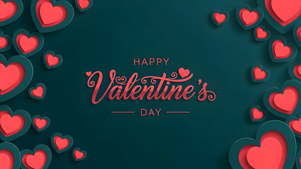 Dark green background with red valentines day hearts