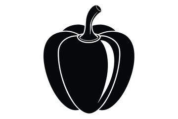 Obraz premium bell pepper silhouette line art vector illustration with a white background