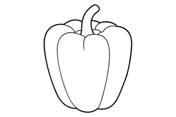 bell pepper silhouette line art vector illustration with a white background