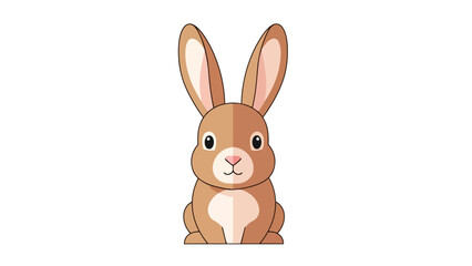 Obraz premium An endearing illustration of a friendly brown bunny with prominent ears and a sweet face, perfectly rendered in a cheerful flat graphic style