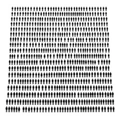 Large Grid of Identical Black Human Silhouettes in Rows.