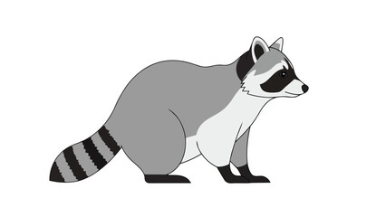 A stylized illustration of a North American raccoon, showcasing its distinctive masked face and banded tail in a clean, minimalist design ideal for