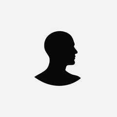 Black Silhouette Profile of Human Head and Neck.