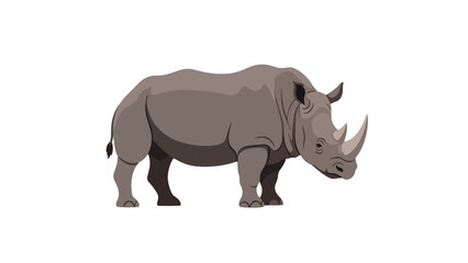 Fototapeta premium Illustrative rhinoceros with prominent horn standing in profile