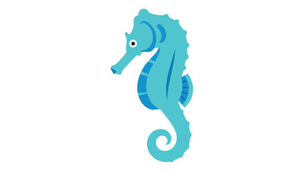 Fototapeta premium A captivating flat design illustration of a vibrant turquoise seahorse gracefully presented. This minimalist artwork highlights aquatic life in a