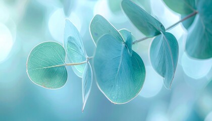 Bluish-Green Eucalyptus Leaves in Soft Focus for Botanical Wellness Imagery and Natural Design Inspiration