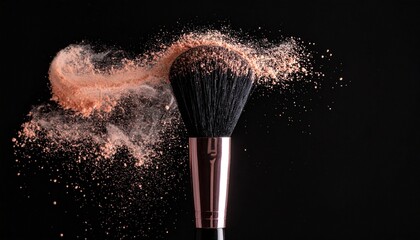 Makeup Brushes Colliding with Powder Burst for Beauty Product Photography and Cosmetic Texture Motion Inspiration