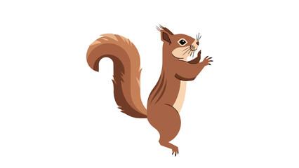 Playful brown squirrel illustration standing on hind legs with an upright posture and bushy tail