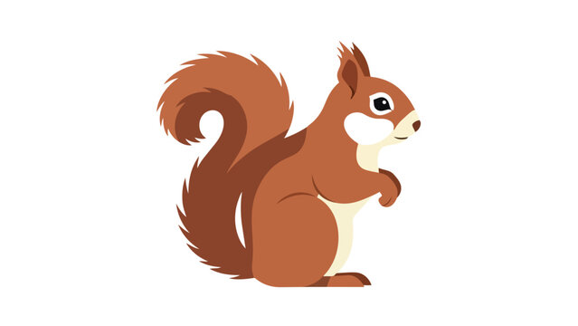Charming minimalist illustration of an adorable forest squirrel standing upright in a clean white setting digital art design