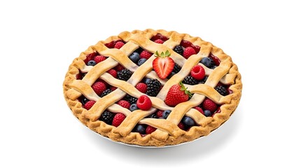 Delicious Homemade Mixed Berry Pie with Lattice Crust.