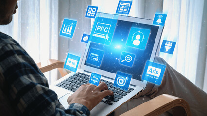 Concept of marketing online strategy using digital marketing, PPC campaigns, social media ads, and SEO analytics. Marketing online improves visibility, digital marketing drives engagement. Gist