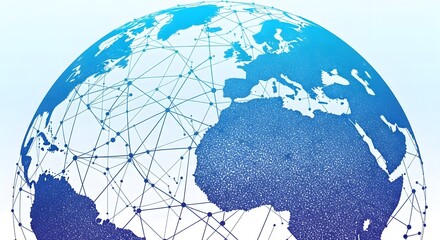 Blue globe with interconnected network lines and dots earth world connection