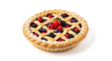Delicious Mixed Berry Pie with Lattice Crust.