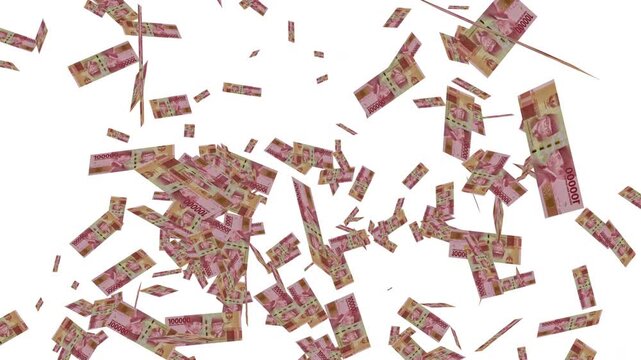 Flying Indonesian Rupiah Banknotes Animation Background