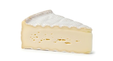 Delicious Soft Cheese Wedge Isolated on White.