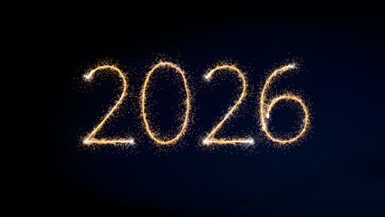 Sparkler Light Trail Forming 2026 on Dark Background