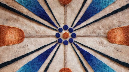   A close-up view of a colorful design on cloth material