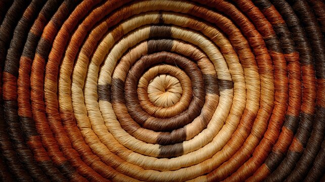   A close-up view of a basket, featuring a circular design inside the basket, which is then placed within another circular design on the outer side of the basket's inner circle