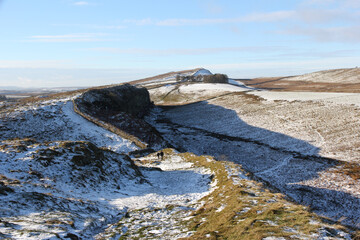Winter landscape along Hadrian&rsquo;s Wall near Steel Rigg, Northumberland, England