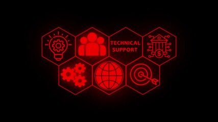 fast financial support and digital customer service for prompt issue resolution and system maintenance animation on dark background.