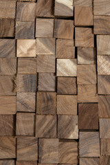 Worked wooden pile with rough texture