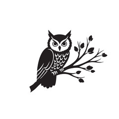 Obraz premium Owl vector silhouette icon on white background 