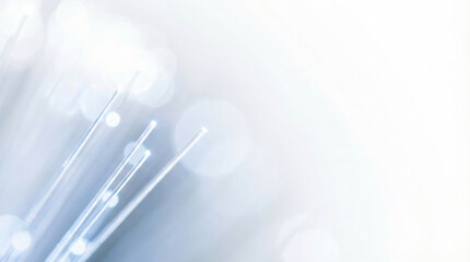 Abstract digital network connection with fiber optics and bokeh lights, high-tech background for artificial intelligence and machine learning.