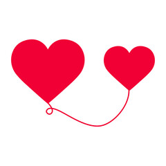 Valentine's Day Heart design, love Happy valentines day floral style Loving couple set red heart Continuous line heart shape border with realistic heart on white background for valentine