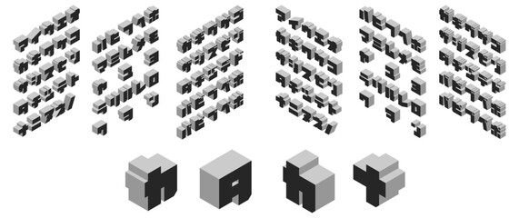 アイソメトリックブロックフォント(カタカナ)