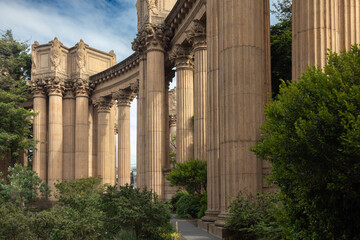 The image captures a majestic view of the Palace of Fine Arts in San Francisco, showcasing its...