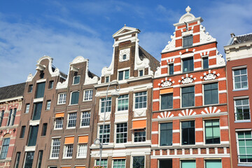 Fototapeta premium Typical canal Houses . Canal houses usually had a basement and a loft and attic where trade goods could be stored