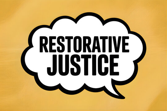 Restorative Justice Concept Text in Speech Bubble Illustration