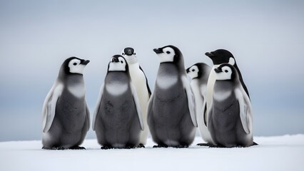 Adelie penguins standing on ice