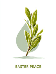 Fresh green leaves symbolize renewal and tranquility during the Easter season in a minimalist design